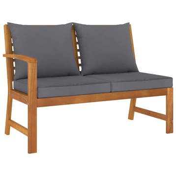 vidaXL Tuinbank met donkergrijs kussen 114,5 cm massief, Verzenden, Nieuw, Textileen