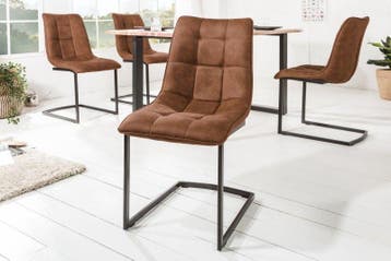 Design sledestoel MIAMI lichtbruin metalen frame mat zwart -, Huis en Inrichting, Stoelen, Ophalen of Verzenden, Nieuw