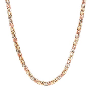Tricolour gouden choker 46.5 cm 14 karaat, Verzenden, Zo goed als nieuw, Goud