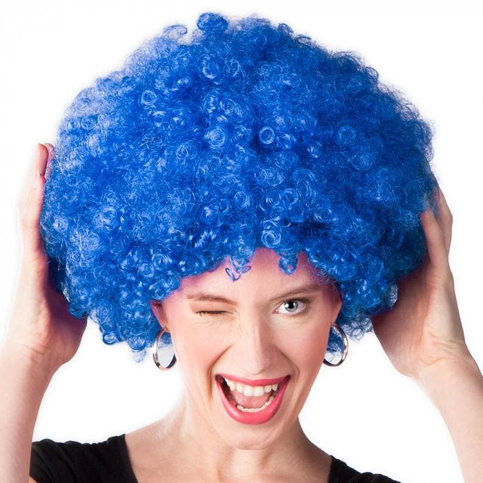 Pruik Afro Blauw, Hobby en Vrije tijd, Feestartikelen, Nieuw, Ophalen of Verzenden