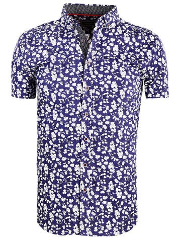 Carisma Overhemd Korte Mouw Met Bloemenprint Blauw 9113, Verzenden, Nieuw, Blauw