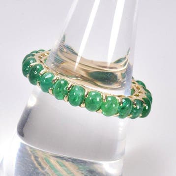 Ring - 14 karaat Geel goud - 4.20ct. tw. Smaragd, Nieuw