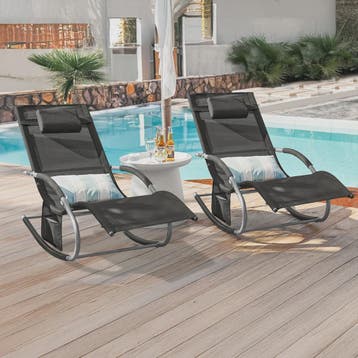 Set van 2 Loungestoelen - Verstelbare Ligstoelen met Kussen, Verzenden, Nieuw