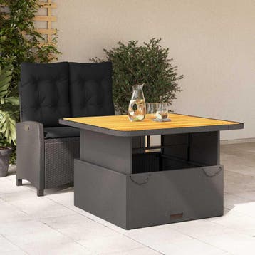 vidaXL 2-delige Tuinset met kussens poly rattan zwart, Tuin en Terras, Verzenden