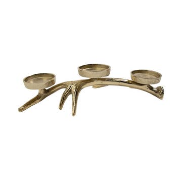 Theelicht Standaard gewei 3 goud 8x39x18cm, Verzenden, Nieuw