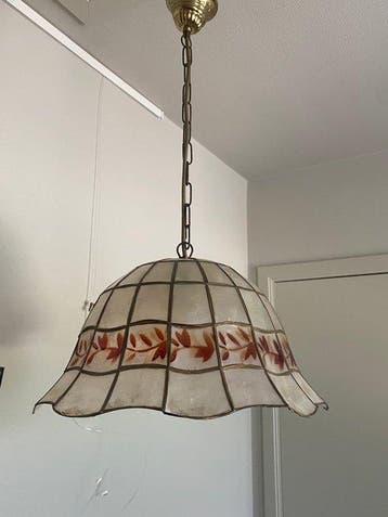 Plafondlamp - Messing, Metaal, Mineraal - Antieke Mica