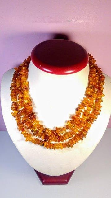 gepolijst - Barnsteen - Long Baltic Amber necklace - clear