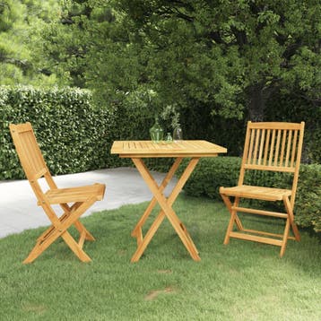 vidaXL 3-delige Tuinset inklapbaar massief acaciahout, Verzenden, Nieuw, Hardhout, Tuinset