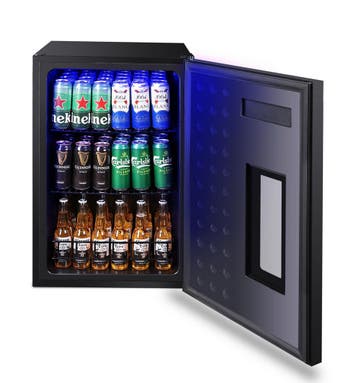 Snelkoeler met Glasdeur - 130 Liter - Zwart - 85cm Hoog, Verzenden, Nieuw in verpakking