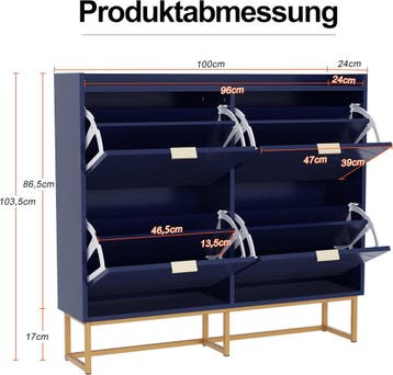 UEV Schoenenkast met 4 kleppen, smal, vrijstaand schoenenrek, Verzenden, Zo goed als nieuw