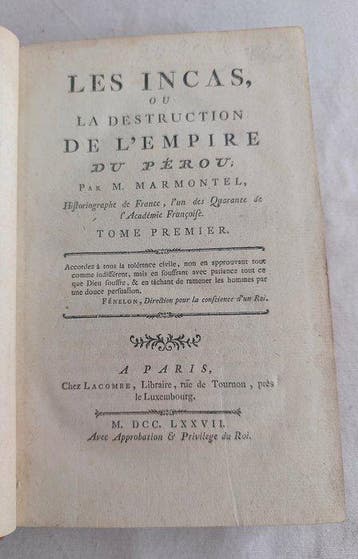 Marmontel - Les Incas ou la Destruction de lEmpire du Pérou, Antiek en Kunst