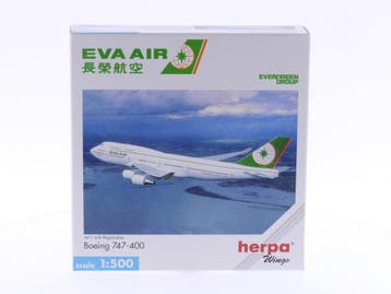 Schaal 1:500 Herpa 500845 EVA Air - Boeing 747-400 Reg.Nr..., Ophalen of Verzenden, Gebruikt