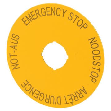 Noodstoplabel 90mm Meertalig Geel - 216467, Verzenden, Nieuw, Overige typen