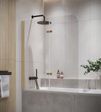 Badwand Austin 120 x 140 cm Goud Badscherm Draaibaar 5 mm, Verzenden, Nieuw, Bad