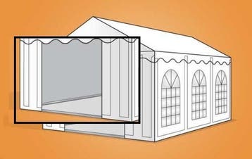 Eindwand PVC met deuringang 6 m breed BEIGE (PVC Partytent), Verzenden, Nieuw, 2 meter of meer, Partytent