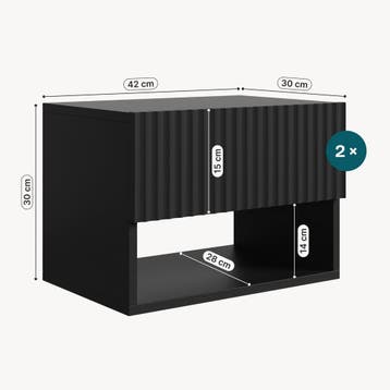 Nachtkastje Nand set van 2 zwevend met lade open vak 42x30x3, Verzenden, Nieuw