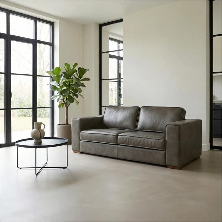 Leren bank Fine - 2,5 zits, Huis en Inrichting, Banken | Bankstellen, 200 tot 250 cm, 75 tot 100 cm, Nieuw, Leer, Ophalen of Verzenden