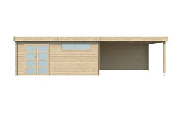 Woodlands Blokhut Modern met Overkapping 905 x 385 cm, Nieuw