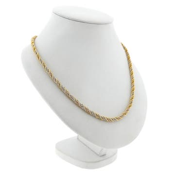 Bicolor gouden gedraaide schakelketting, Sieraden, Tassen en Uiterlijk, Kettingen, Ophalen of Verzenden, Gebruikt, Goud, Goud