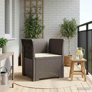 vidaXL Eénpersoons Fauteuil met Kussen Rattan Look PP, Verzenden, Nieuw