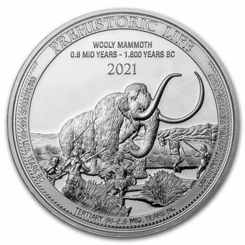 Congo Prehistoric Life Wooly Mammoth 1 oz 2021, Verzenden, Overige landen, Losse munt, Zilver