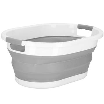 Wasmand | Opvouwbare Wasmand | Ovaal | 39L | Grijs/Wit, Ophalen of Verzenden, Nieuw