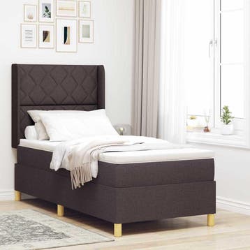 vidaXL Boxspringbed met hoofdeinde Donkerbruin 100 x 200 cm, Eenpersoons, Bruin, Verzenden, Nieuw