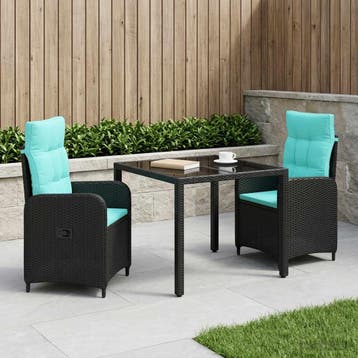 vidaXL Buiten eettafelset 3 st poly rattan, Verzenden, Nieuw