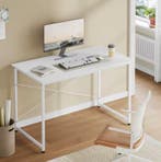 Nieuw: Houten Bureau Wit met Metalen Frame 100, 120 en 140cm, Verzenden, In hoogte verstelbaar, Nieuw