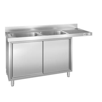 GGM Gastro | Spoeltafel PREMIUM - 2000x700mm - 2 spoelbakken, Verzenden, Nieuw, Inbouw