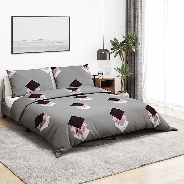 vidaXL Dekbedovertrekset 225x220 cm katoen grijs, Huis en Inrichting, Slaapkamer | Beddengoed, Grijs, Nieuw, Verzenden