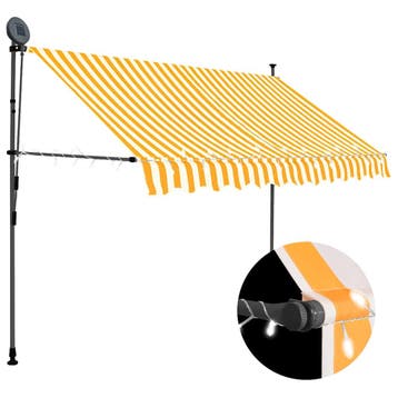 vidaXL Luifel handmatig uitschuifbaar met LED 300 cm wit en, Verzenden, Nieuw