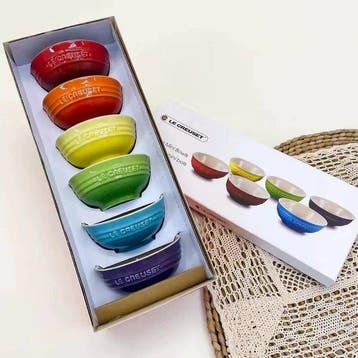 Le Creuset - Kom (6) - Keramiek - Regenboog Setje Kleine