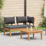 vidaXL Tuinbank en Tafelset 2 pcs Grijs en Bruin Massief, Tuin en Terras, Tuinsets en Loungesets, Verzenden, Nieuw, 2 zitplaatsen