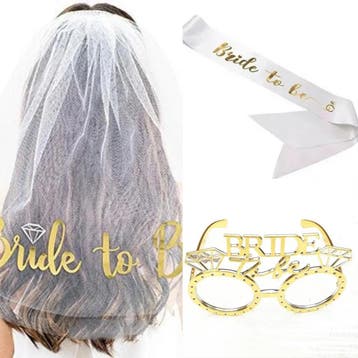 Bride to Be set met bril, sluier en sjerp, Ophalen of Verzenden, Nieuw, Wit, Ivoor of Crème, Accessoires