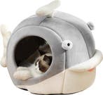 Pawsomepets Kattenmand Vis – Kattenhuis – Kattenbed - Grijs, Nieuw, Katoen