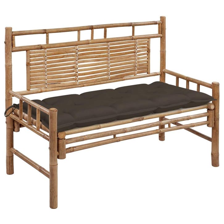 vidaXL Tuinbank met kussen 120 cm bamboe, Tuin en Terras, Tuinbanken, Nieuw, Hout, Verzenden
