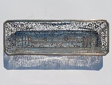 Vaas - glas en zilveren inlays - Vaso Art Nouveau