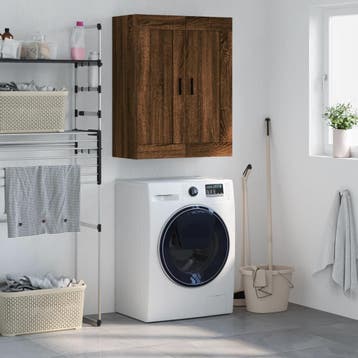 vidaXL Wandkast 69,5x34x90 cm bewerkt hout bruin eikenkleur, Verzenden, Nieuw, 50 tot 100 cm, Minder dan 100 cm