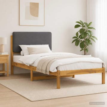 vidaXL Bedframe met gestoffeerd hoofdbord Whitewash en, Verzenden, Nieuw, Wit, Hout