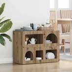 vidaXL Dressoir Artisan Eiken 80,5 x 35 x 59 cm Bewerkt hout, Verzenden, Nieuw, Overige houtsoorten, Minder dan 50 cm
