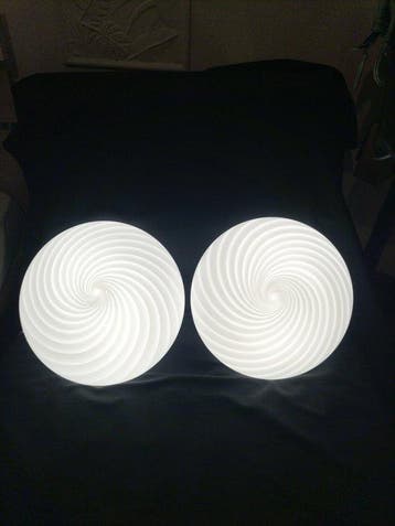 Gekooide hanglamp (2) - Glas, Metaal, Antiek en Kunst