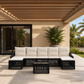 vidaXL Tuinbankenset 8 pcs Zwart poly rattan, Verzenden, Nieuw, 8 zitplaatsen