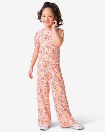 HEMA Kinderlegging wide fit jersey bloemen ecru, Verzenden, Nieuw