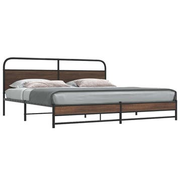 vidaXL Bedframe zonder matras metaal bruin eikenkleur, Eenpersoons, Bruin, Verzenden, Nieuw