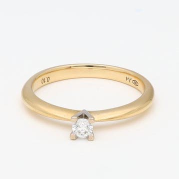 Ring - 18 karaat Geel goud - 0.10ct. tw. Diamant, Nieuw