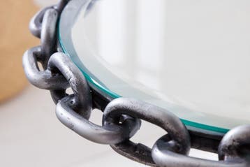 Design bijzettafel CHAINS 35cm zilver handgemaakt metalen, Ophalen of Verzenden, Nieuw