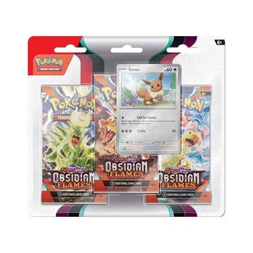 Obsidian Flames 3 Pack Blister Eevee-Houndstone — Eevee, Ophalen of Verzenden, Nieuw, Losse kaart, Foil