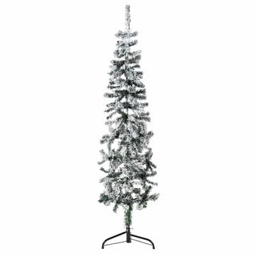 vidaXL Kunstkerstboom half met sneeuw smal 150 cm, Verzenden, Nieuw