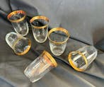 Pot (6) - Kristal - Zes glazen met gouden rand